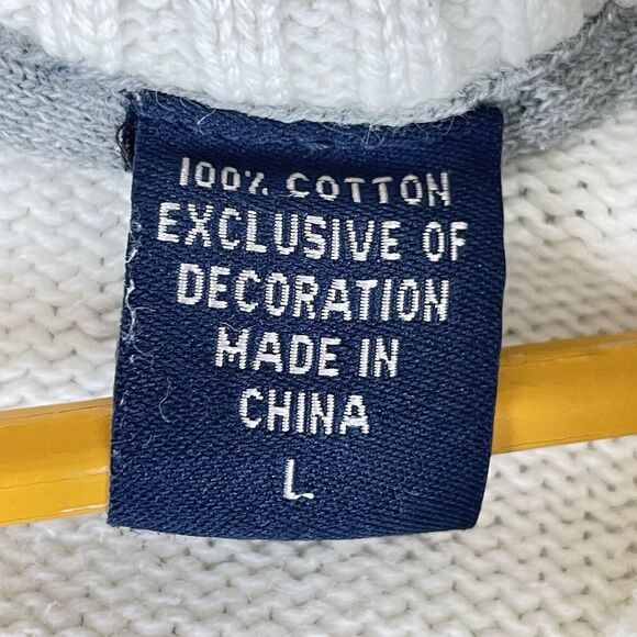 Izod 1/4 Zip Long Sleeve Sweater Men's Size L Ivory Collared Cotton Pullover - Picture 8 of 16